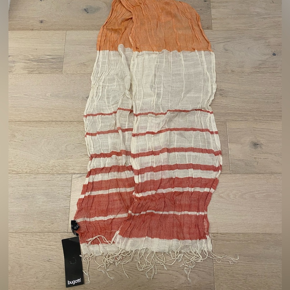 European Bugatti NWT Scarf. Purchased in Europe. Orange and White